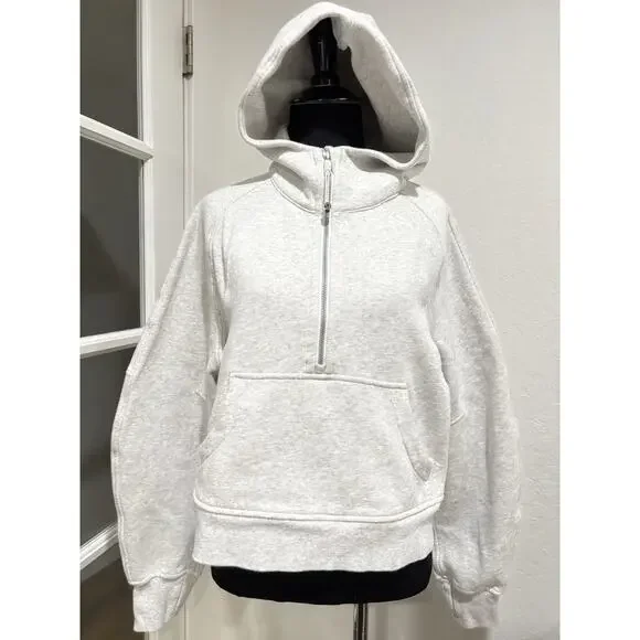 LULULEMON Scuba Oversized Half-Zip Hoodies Heathered Ultra Light Gray SZ. XS/S - Picture 2 of 8